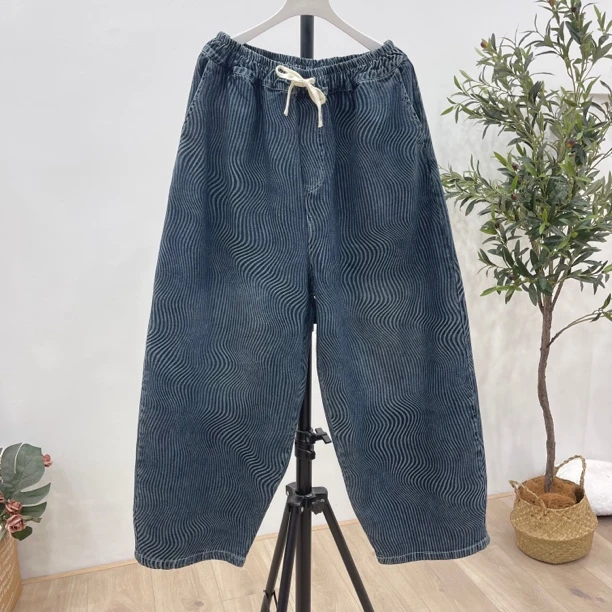 (三月精选）812欧货波浪纹牛仔裤女