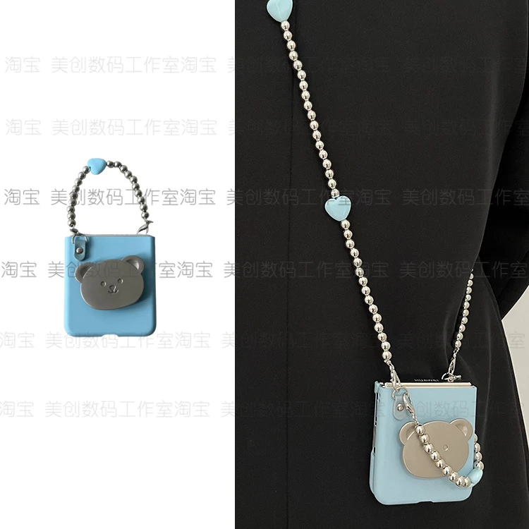 浅蓝小熊支架适用华为pocket2手机壳purax折叠屏oppofindn3flip