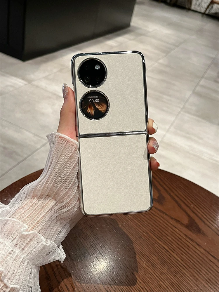 华为p50pocket壳新款皮质高端男Pocket2电镀网红宝盒超薄Pockets