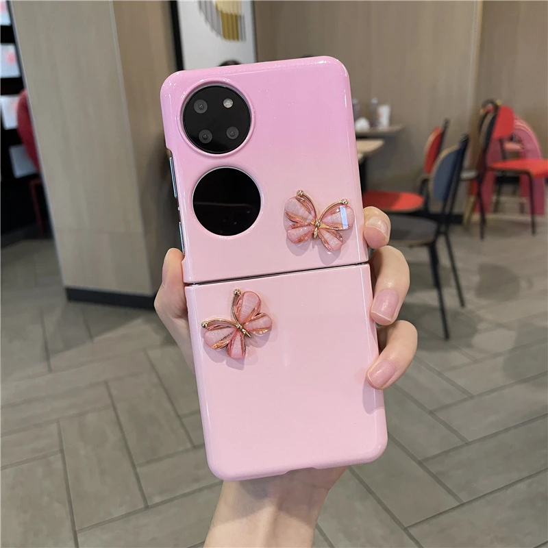 两只蝴蝶华为p50pockets手机壳超薄渐变折叠屏适用Pocket2壳purax