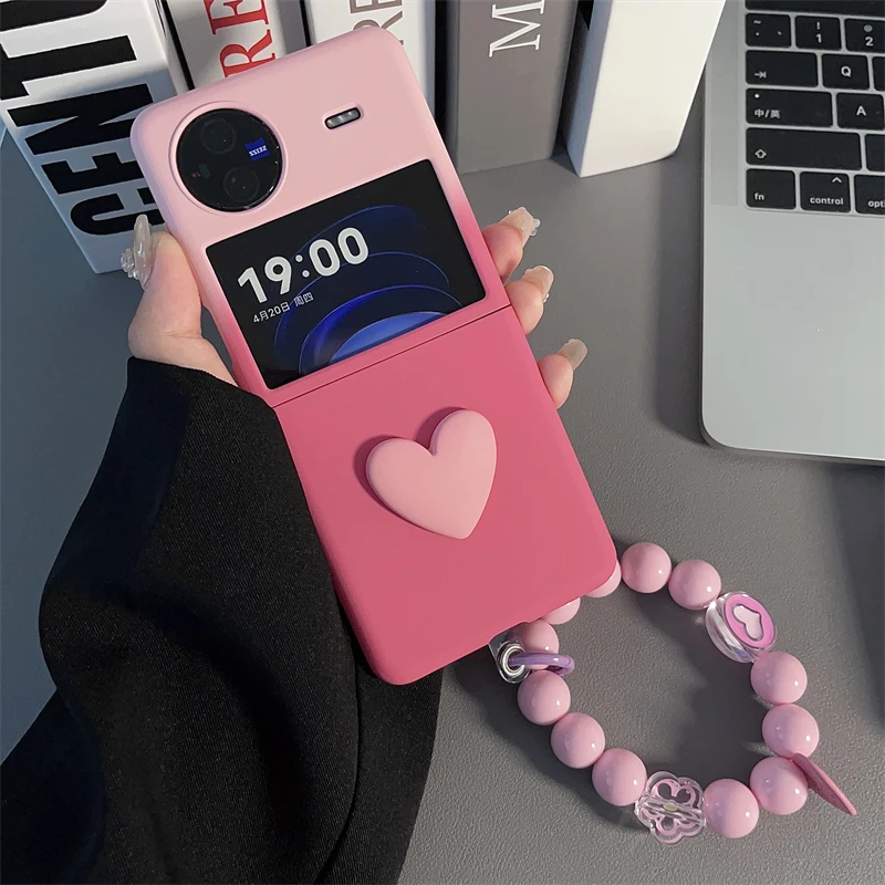 爱心渐变vivoxflip手机壳oppofindn2flip三星zflip5华为p50pocket