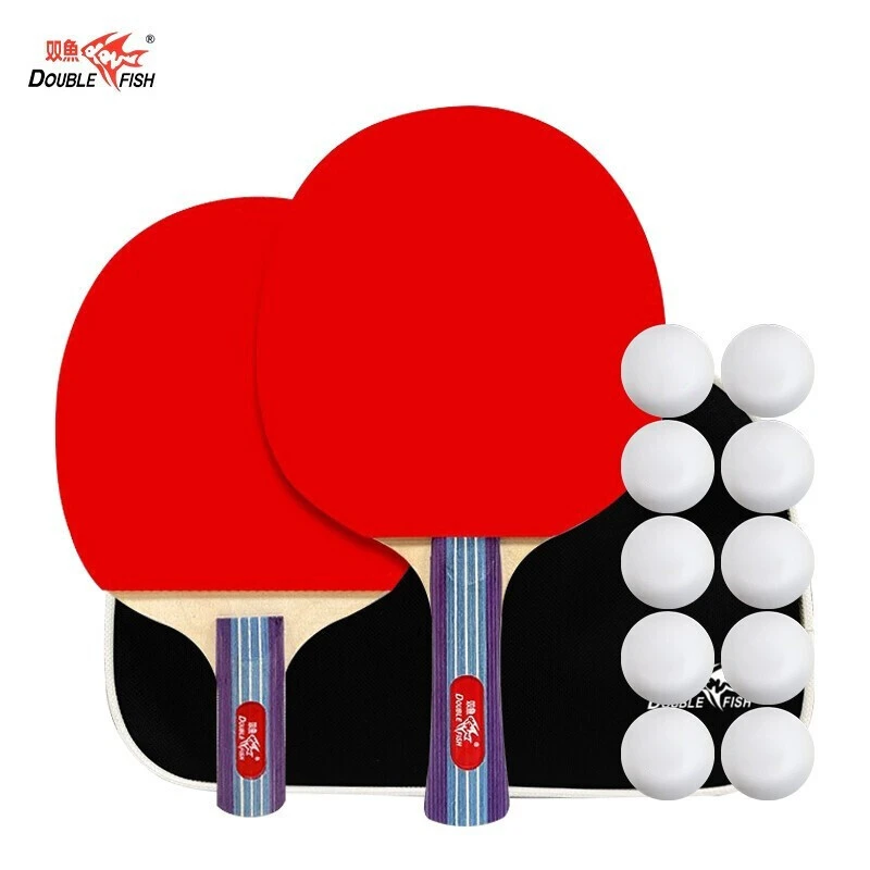 DOUBLE FISH/双鱼乒乓球拍双拍正反胶横直拍初学训练乒乓拍套装