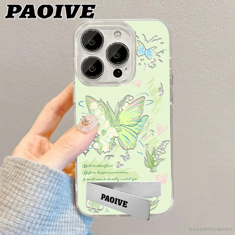 铃兰蝴蝶适用创意可爱萌苹果16华为一加oppo小米手机防摔壳Paoive