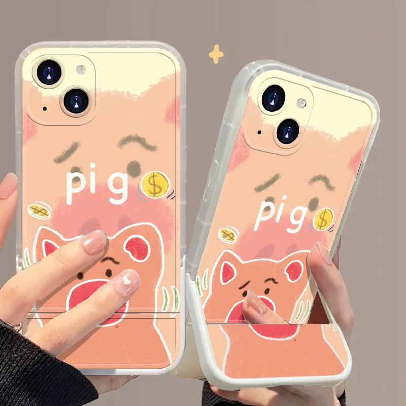火腿猪适用于小众创意可爱苹果华为一加小米隐形支架手机防摔壳