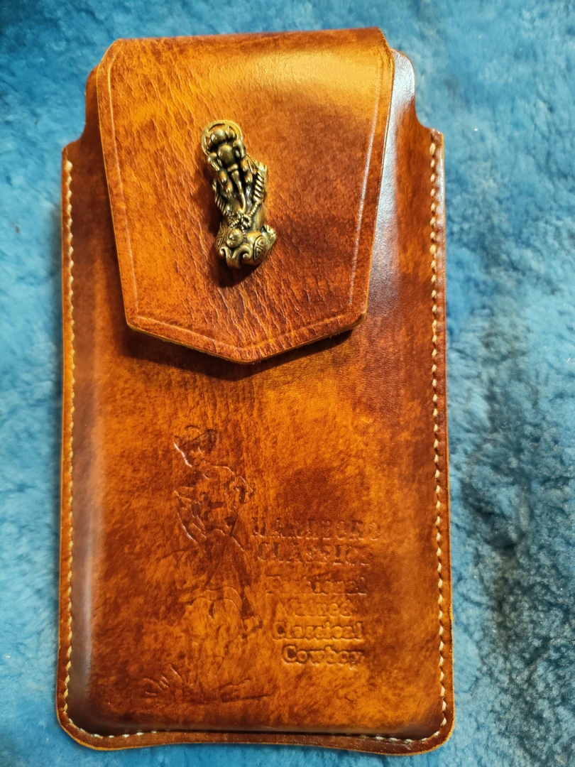 牛皮貔貅手机包内径尺寸17×8×1cm左右（使用后不支持七天无理由）