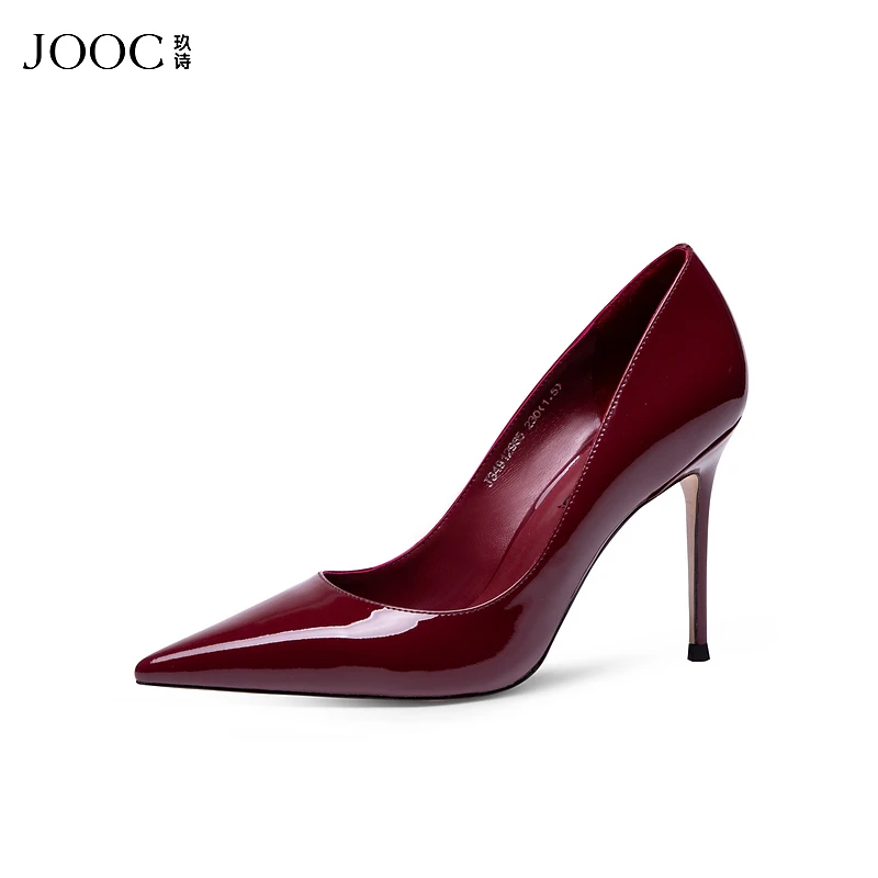 【拉菲庄园】JOOC玖诗经典气质性感尖头细跟酒红色晚宴高跟鞋2965