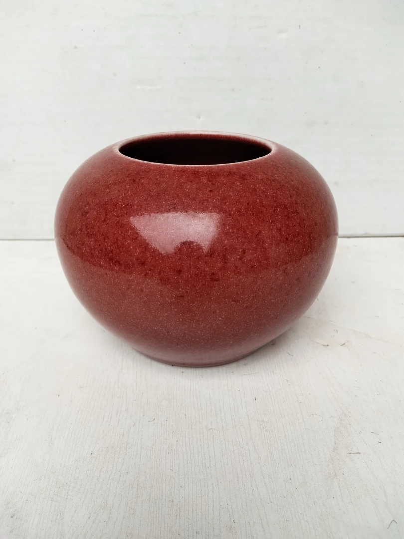 老瓷器清康喜豇豆红罐全品像高10.5厘米