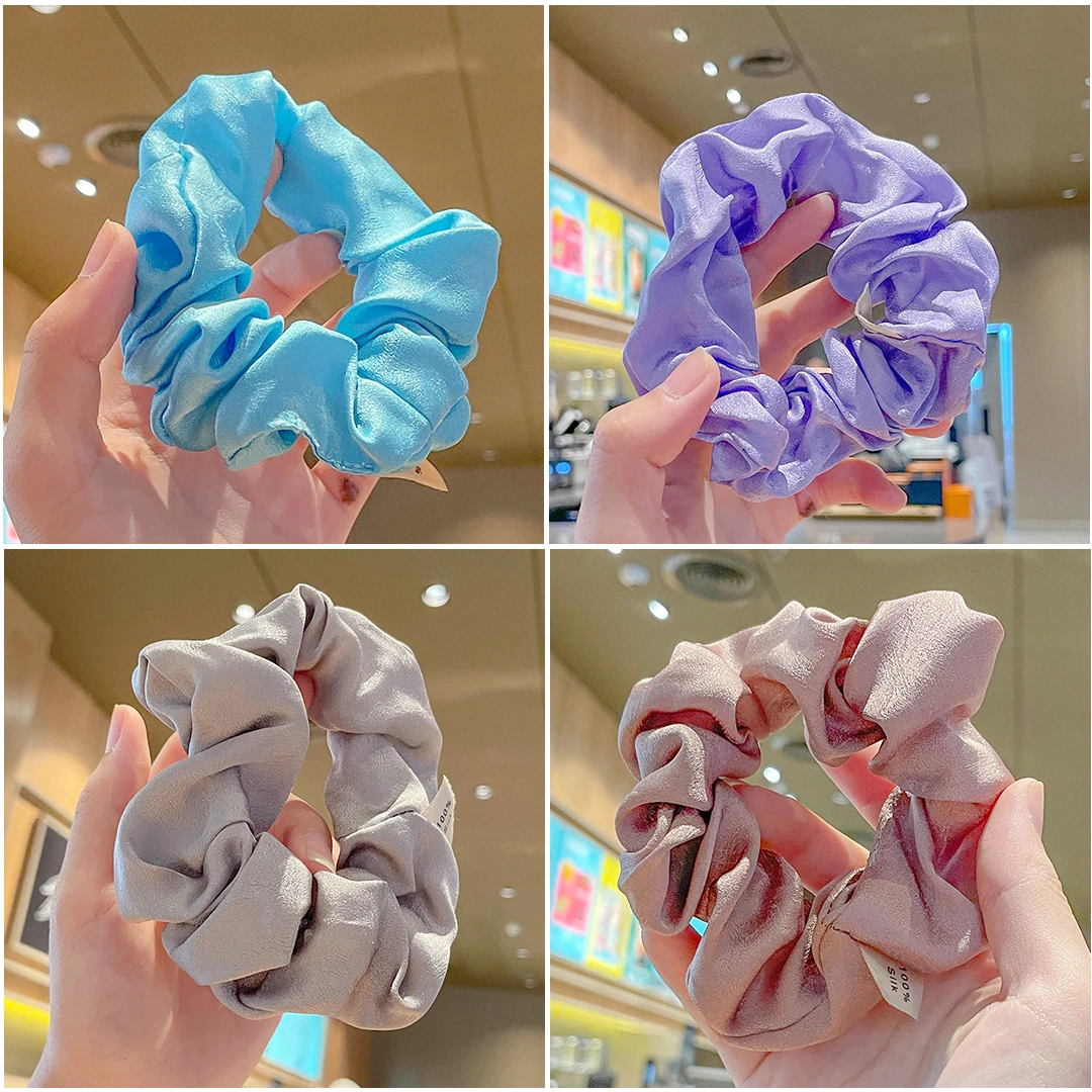 品牌定制款100%桑蚕丝发圈纯色真丝发圈（假一赔四）