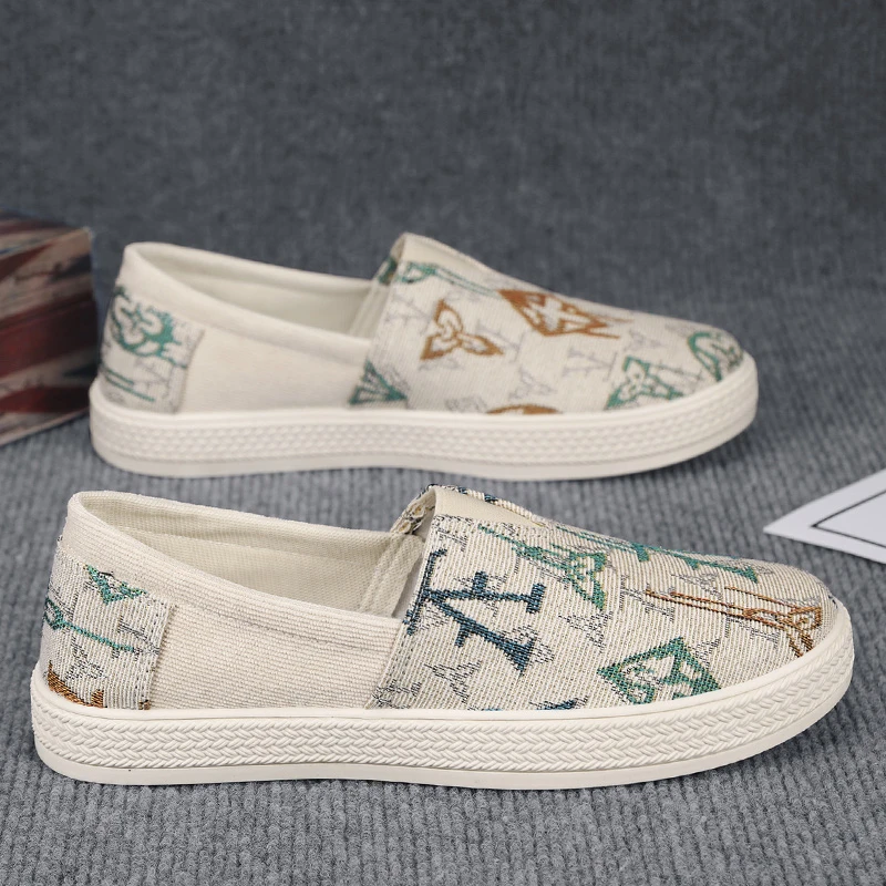 【设计师款】休闲鞋男2024春季潮流时尚百搭布面懒人一脚蹬低帮潮鞋