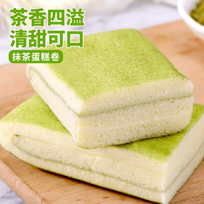 抹茶味毛巾卷面包整早餐蛋糕解馋小零食小吃推荐休闲食品笋0g