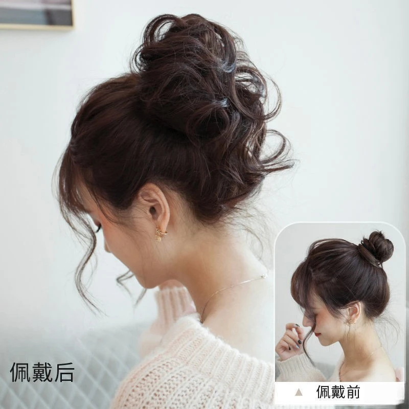 发饰 网红辣妹鸡窝丸子头增加发量防真发发圈及抓夹发夹成人可爱
