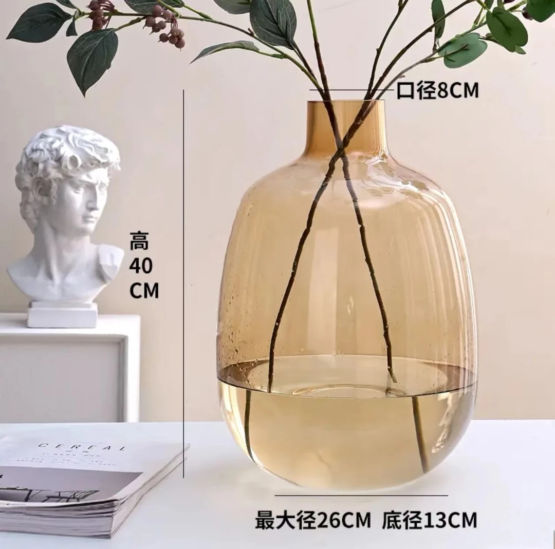 美男树专用花瓶大肚花瓶新款绿色灰色水培灯笼网红花瓶轻奢简约