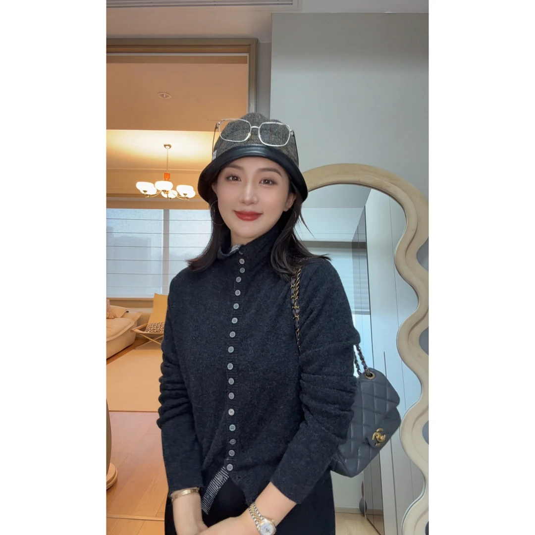 <反季清仓 NO退NO换!!>（钢琴家）小立领开扣全毛开衫