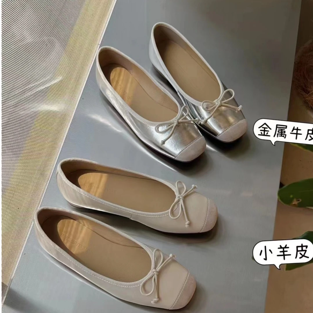 MEIYINA定制 方头蝴蝶结气质温柔单鞋