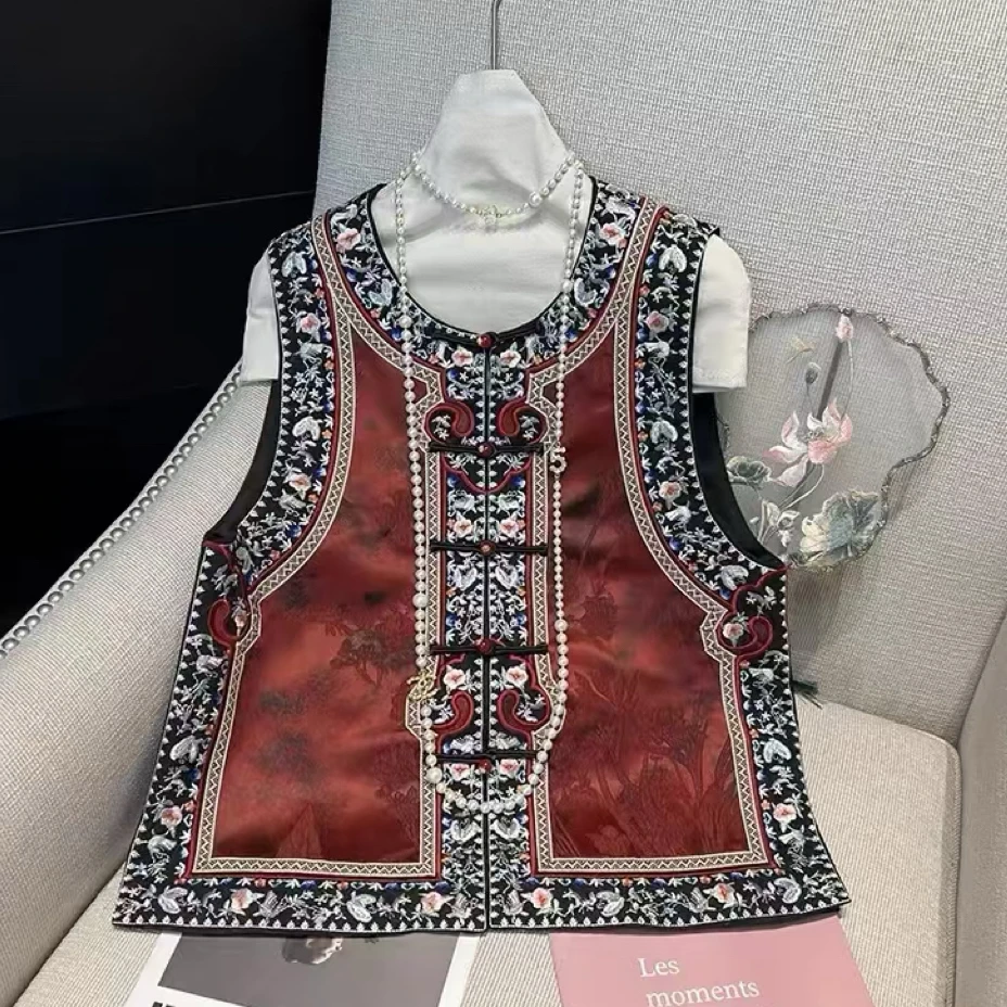 2024国风复古新中式女装刺绣秋季马甲
