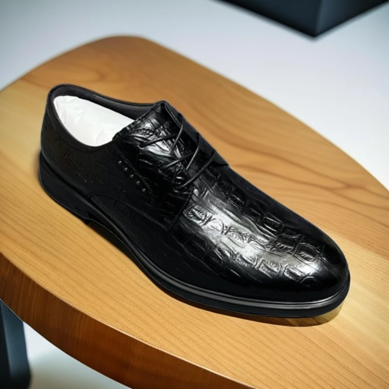 新款高端男士英伦风真皮系带皮鞋舒适商务时尚百搭软底软皮