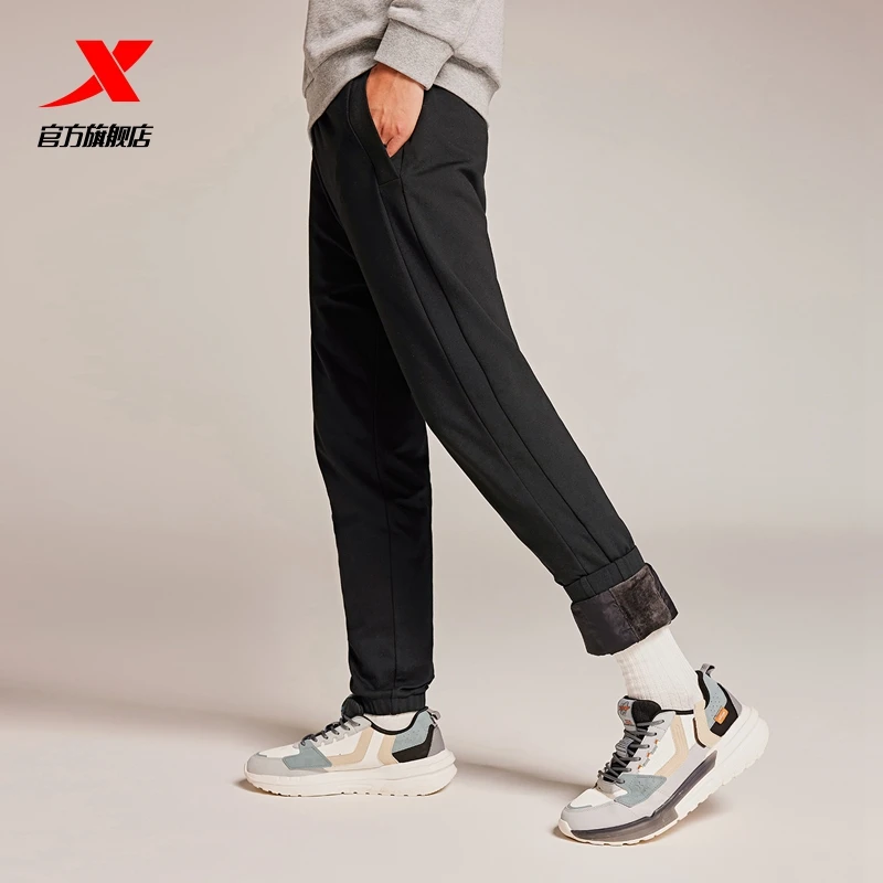 【胡成功推荐】特步男2022冬季新款保暖加厚运动裤男裤-D