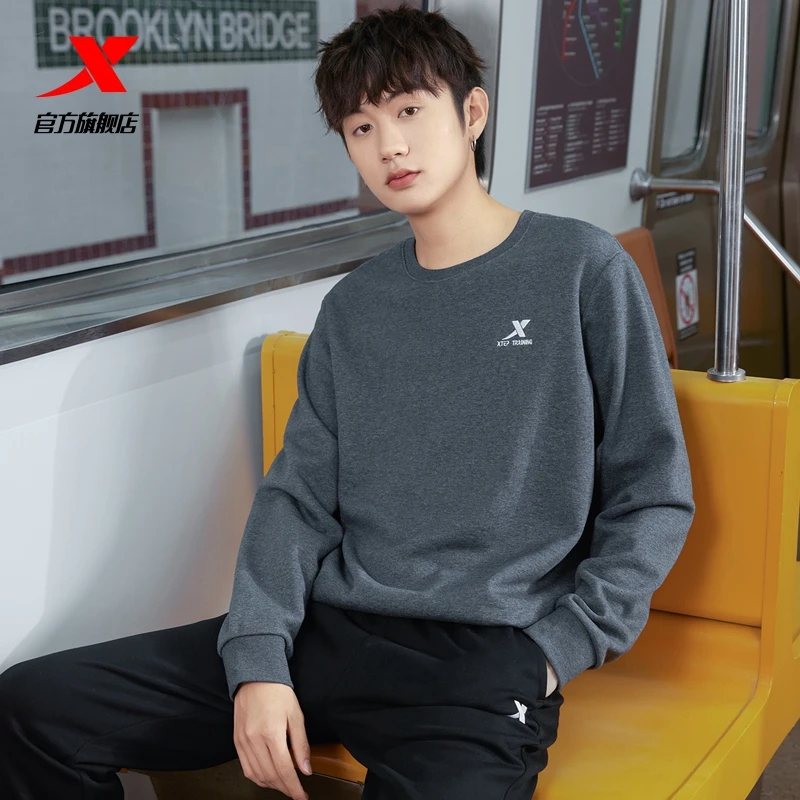 【达人专属】特步加绒秋冬情侣圆领卫衣运动套头衫878429920239