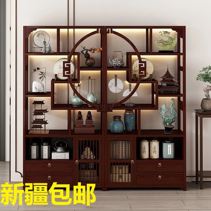 茶具置物架茶叶展示柜家用陈列架客厅落地玄关柜紫砂壶摆放架书架