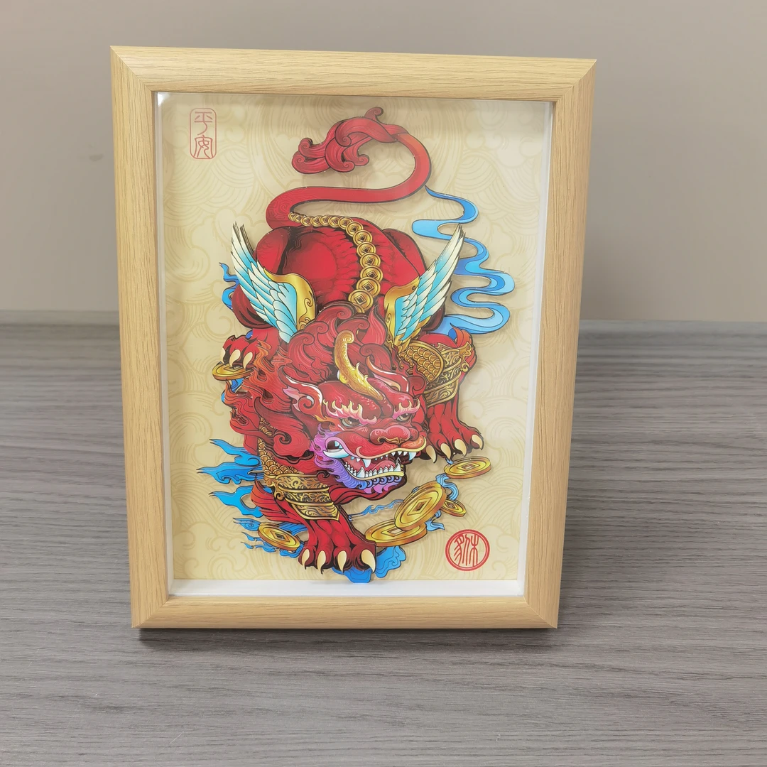 貔貅国潮裸眼3D立体手工制作创意桌面摆件diy貔貅1722