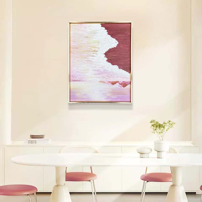 绘红色海浪油画现代轻奢立体卧室床头挂画书房装饰画海浪3040