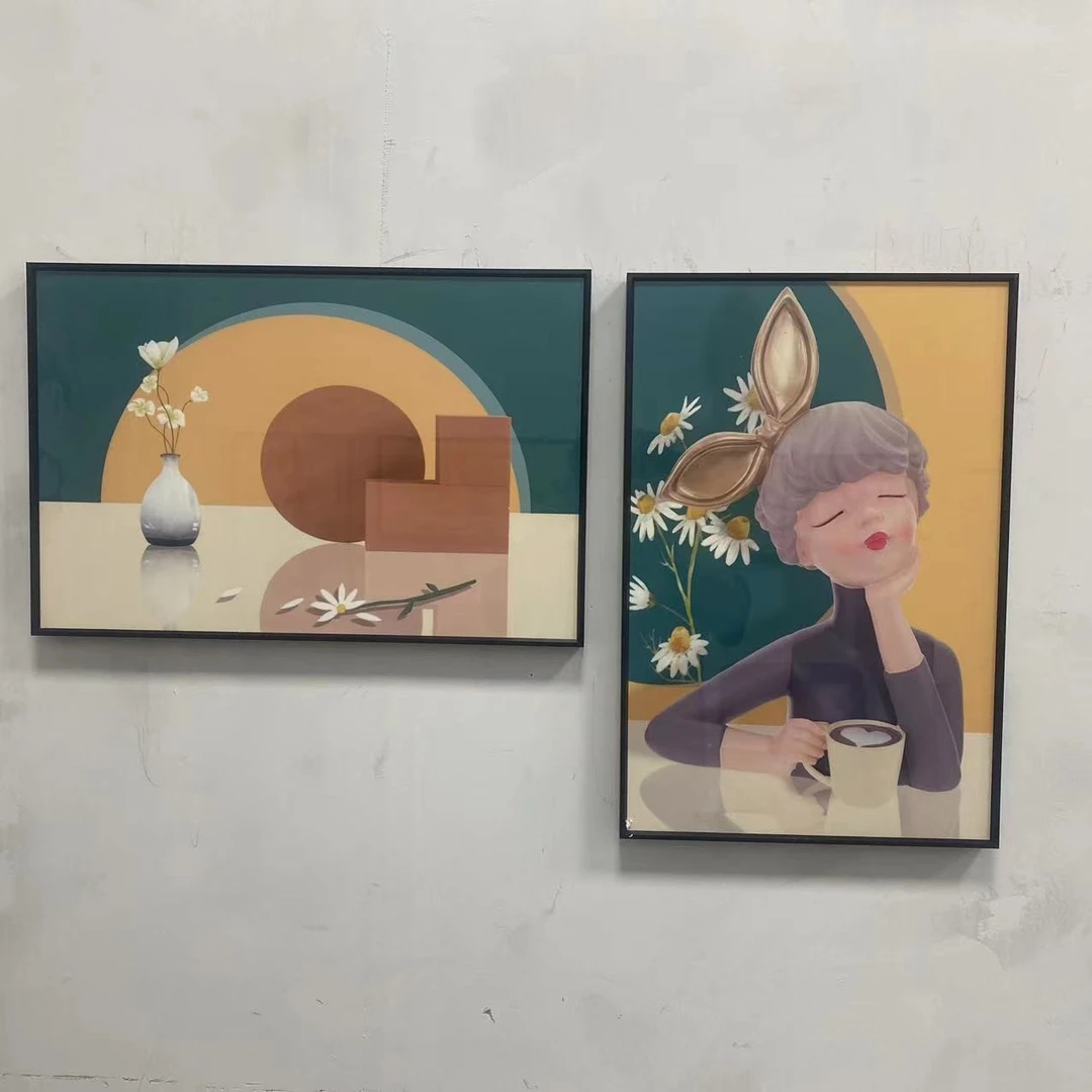 现代简约客厅沙发背景墙装饰画北欧风卧室床头画泡泡女孩4060