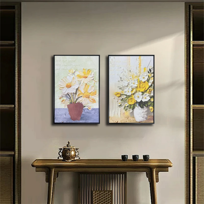 小清新欧式岩板两联装饰画 铝合金边框客厅沙发背景墙挂画花4060