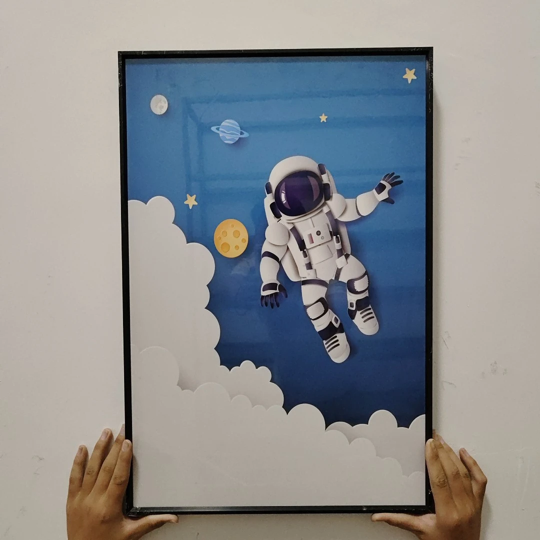 单幅装饰画单幅卡通动漫装饰画卧室餐厅儿童房挂画宇航员4060