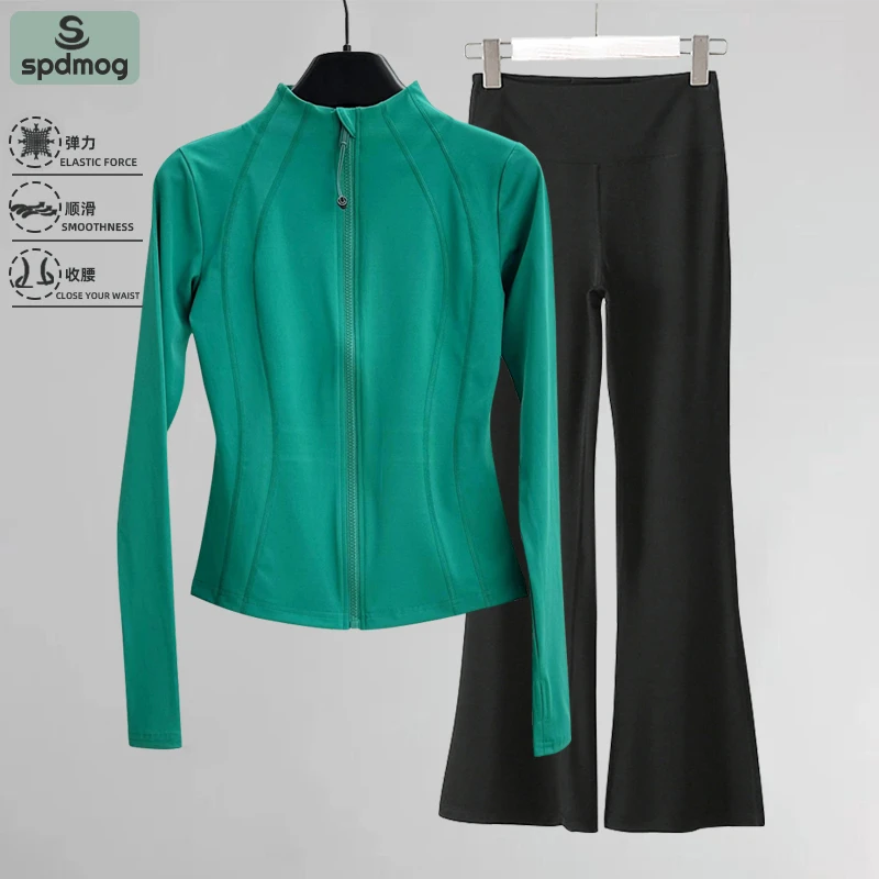 SPDMOG跑步运动套装女高级感三件套春夏训练专业显瘦健身瑜伽服