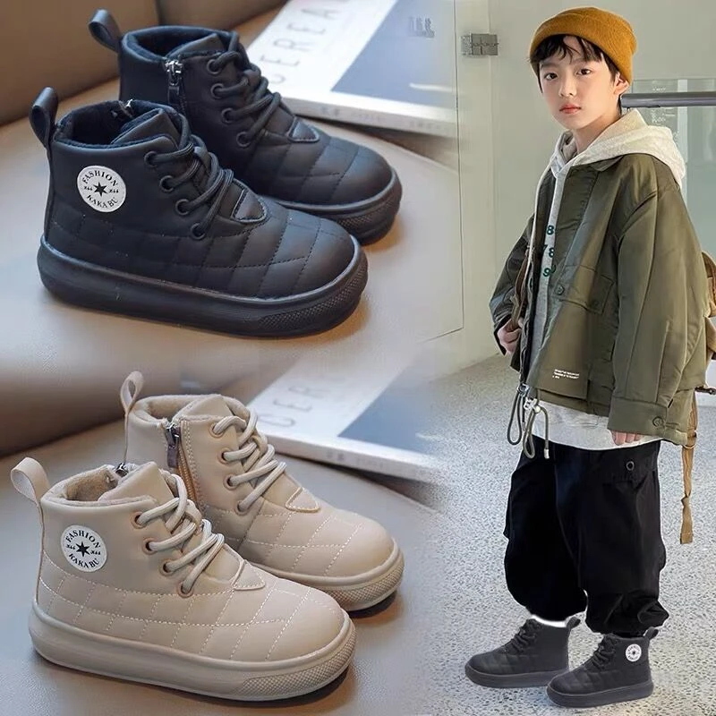 女童靴子2023新款冬季二棉鞋女孩加绒洋气短靴加厚保暖儿童马丁靴