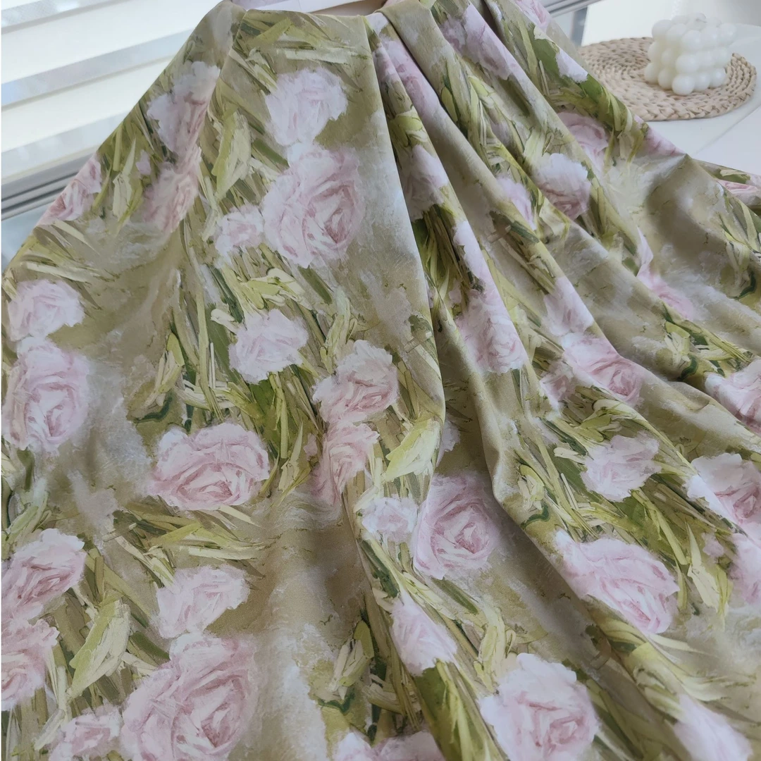 【肌理玫瑰】肌理玫瑰纯棉印花面料【ZBFL-HAR1389YC肌理玫瑰-WYH】