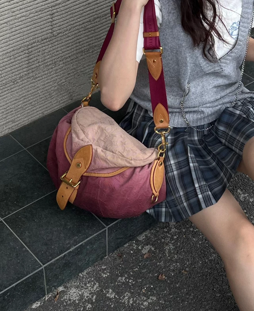 95新 LouisVuitton/路易威登 夏七中古/粉色丹宁渐变/单肩斜挎包