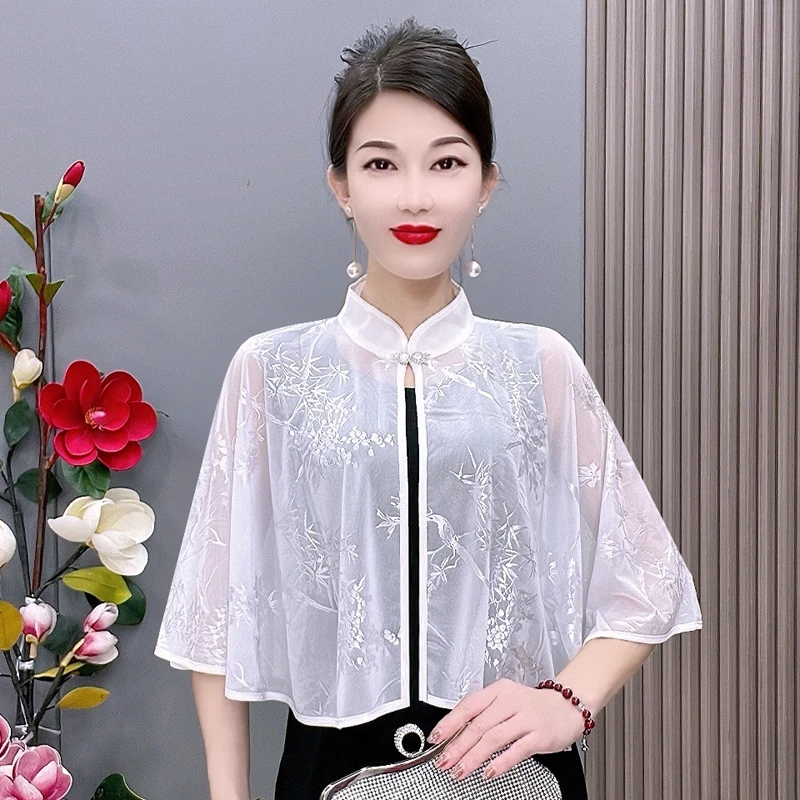 夏季斗篷披肩小外套女短款超薄妈妈配裙子上衣气质百搭外搭开衫薄