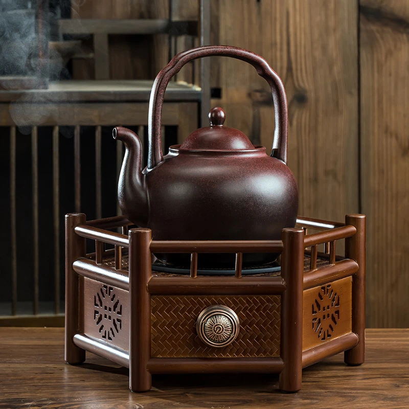 全自动煮茶器复古电茶炉家用小型竹编电陶炉烧水煮茶三合一一体机