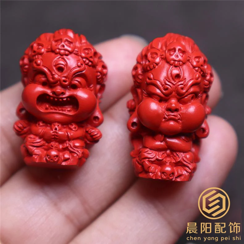 含辰砂工艺品朱砂立体大黑天宝宝佛吊坠背云菩提手长串文玩配饰