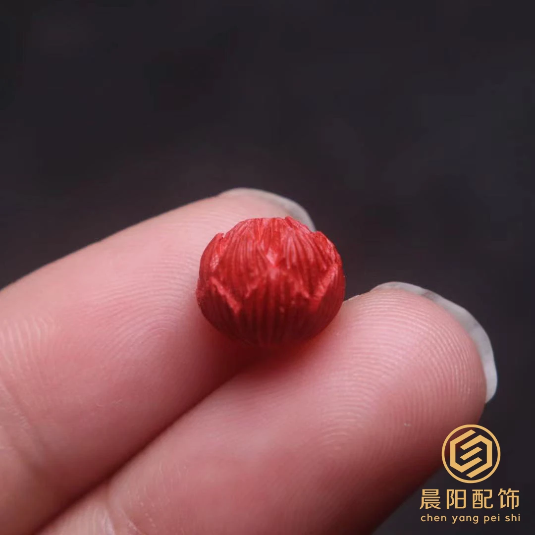 含辰砂工艺品朱砂莲花单珠顶珠腰珠隔珠菩提星月手串长串文玩配饰