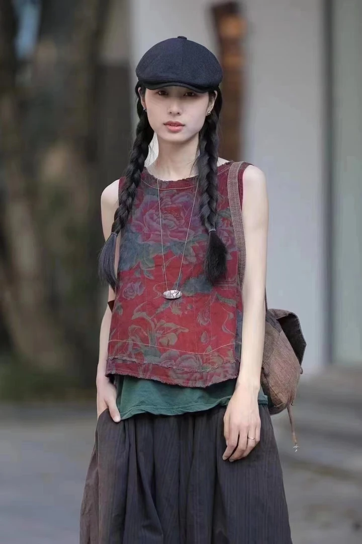 小慧麻衣～荼～ins背心夏季马甲～复古百搭文艺无袖时尚休闲宽松显瘦