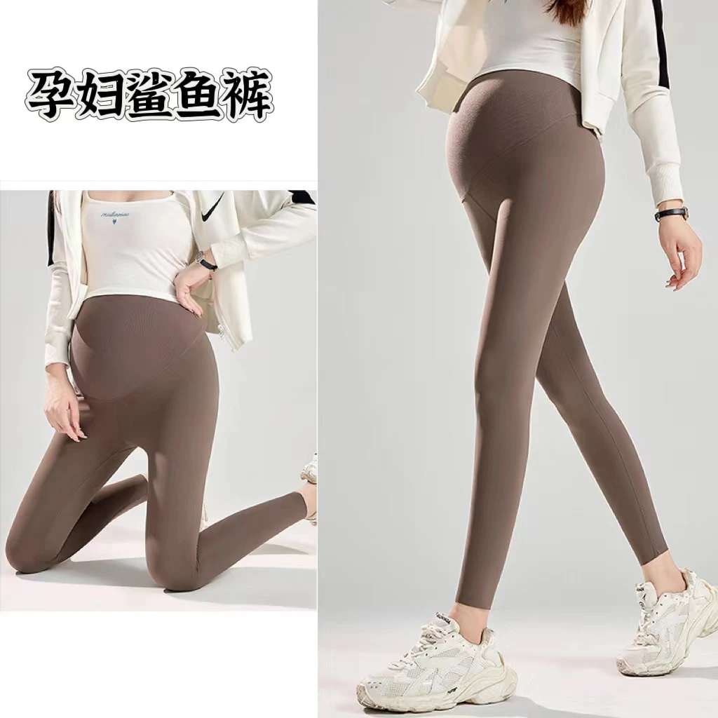 孕妇鲨鱼皮打底裤秋冬季外穿修身显瘦芭比瑜伽小脚裤子