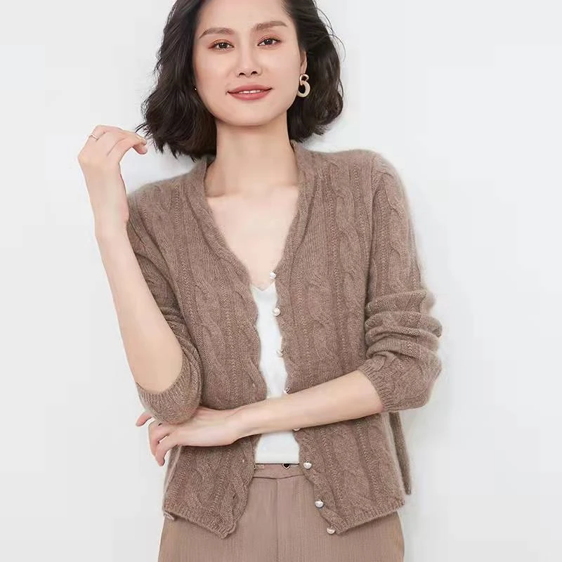 【精致又好穿】珍珠扣麻花款  复古立体绞花针织开衫外套