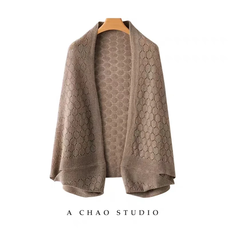【如云雾般柔软】高级感多功能披肩六边形提花山羊绒围巾