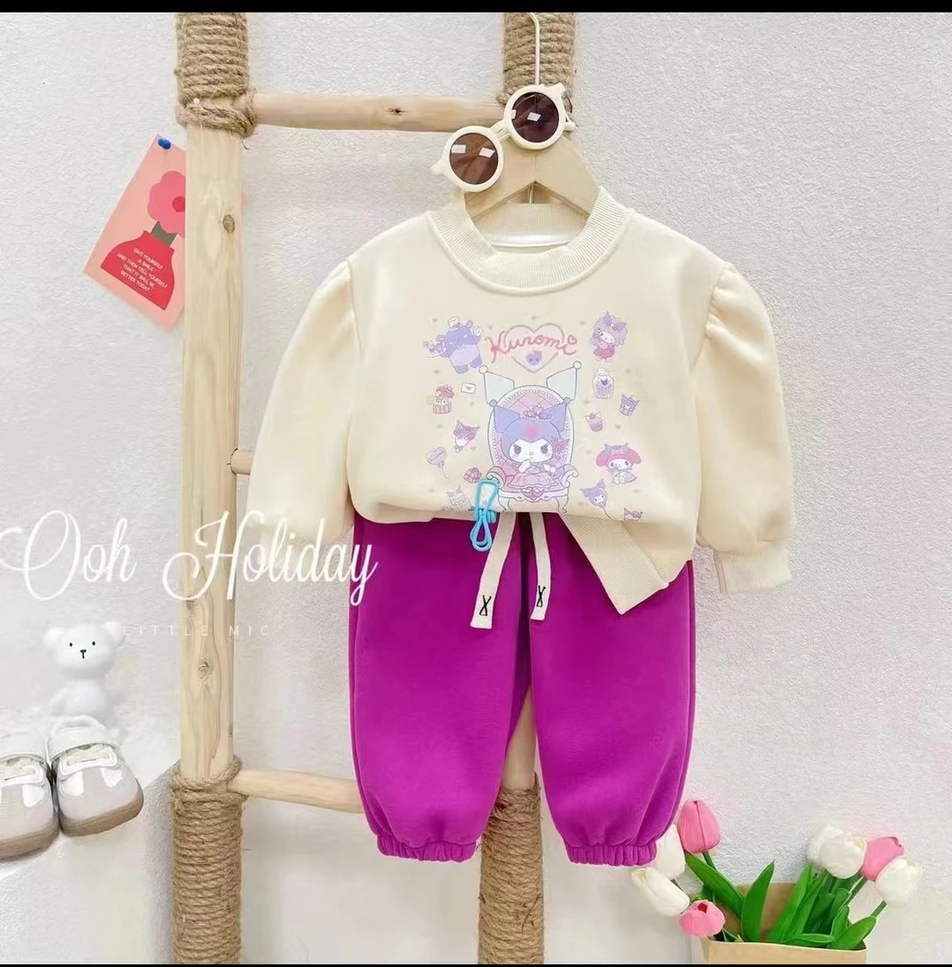 C【ZX女童深秋2024新款加绒款套装卡通长袖运动套装两件套WQ-B-D13