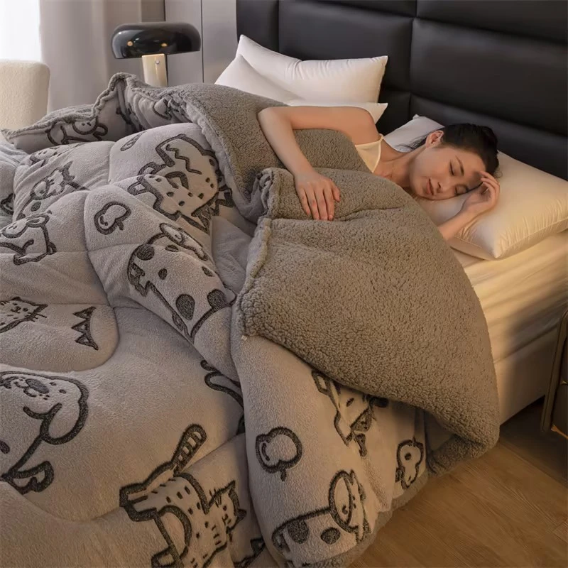 羊羔绒加厚被芯双人冬季棉被牛奶绒春秋被加绒珊瑚绒厚被子盖被褥