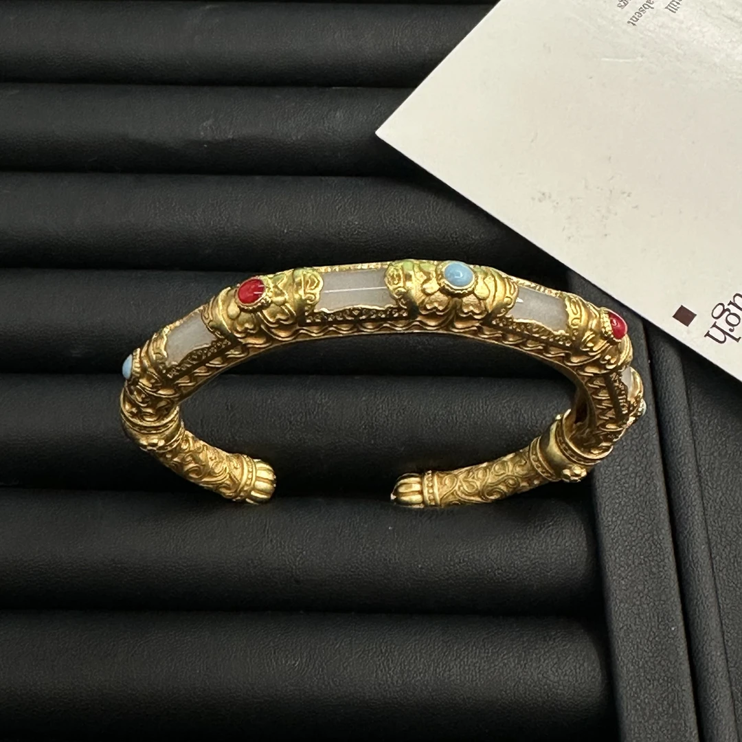 铜合金手镯 宫廷风花朵中古风手镯-9252
