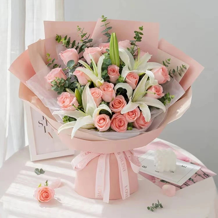 【百事合意】鲜花速递玫瑰百合混搭花束送长辈生日礼物同城配送团购