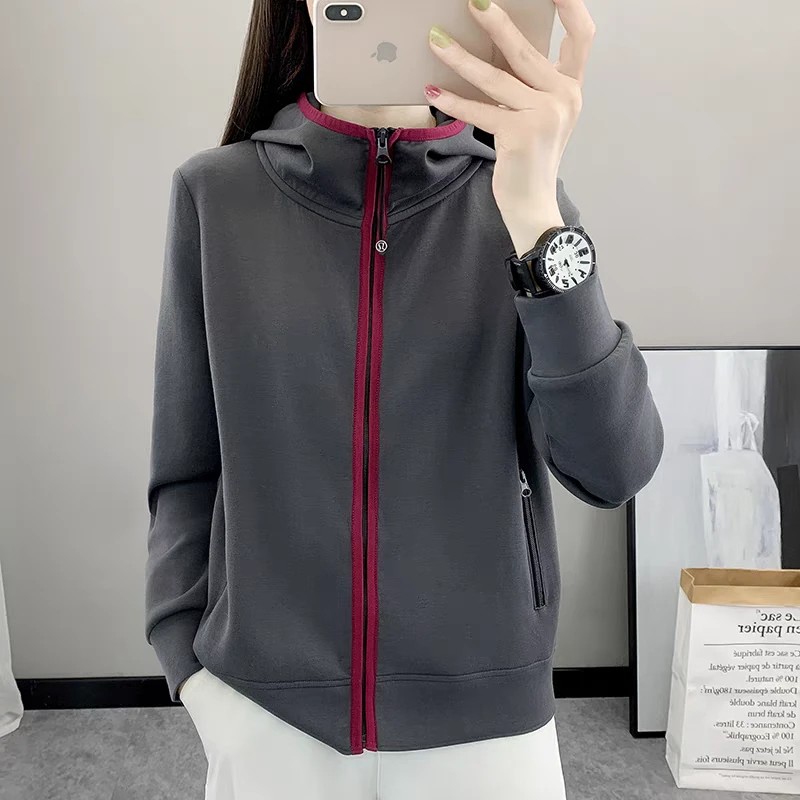 空气棉春季外套女款连帽开衫夹克宽松卫衣帽衫户外休闲运动服上衣