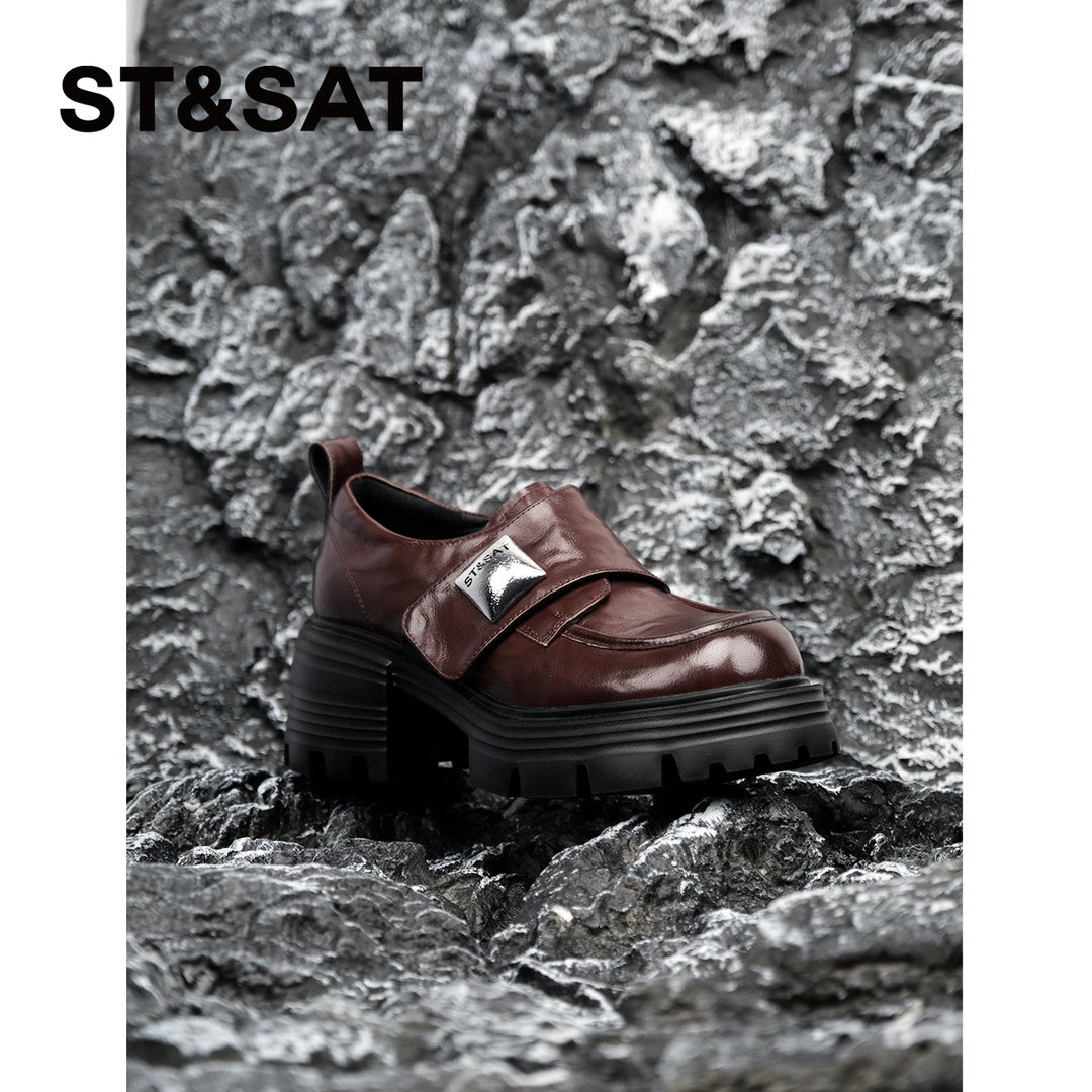 【复古纹理】星期六百搭手抓褶皱复古厚底水洗质感乐福鞋SSC3111B48