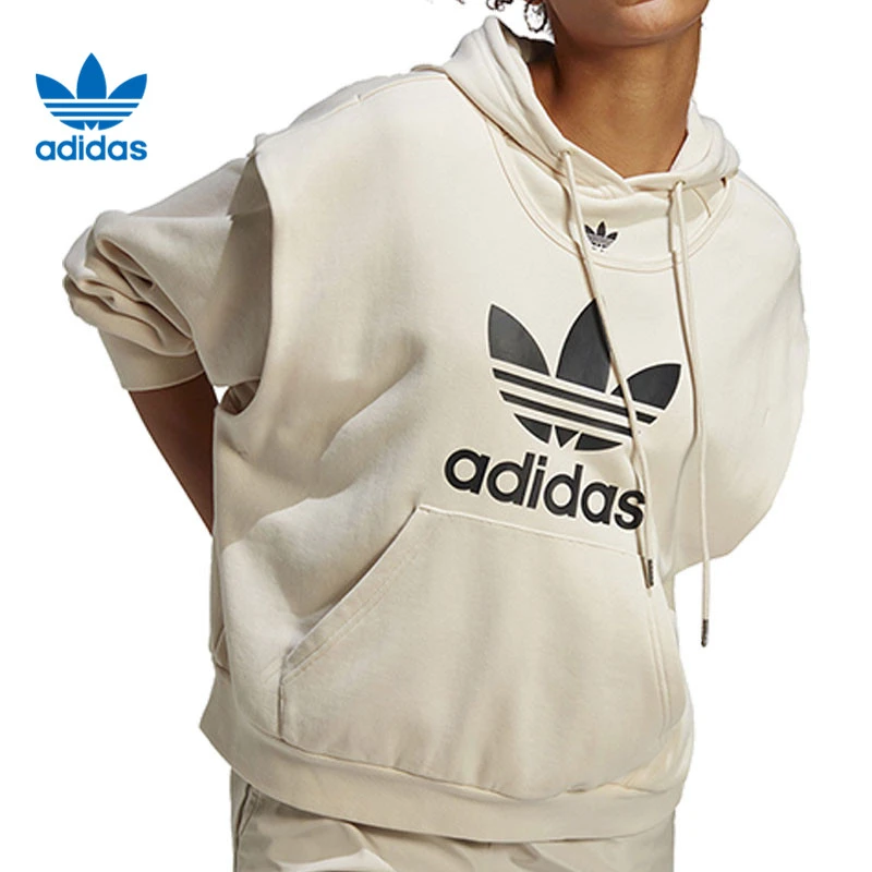 adidas Originals阿迪三叶草女款卫衣TREFOIL针织连帽套衫IC5592
