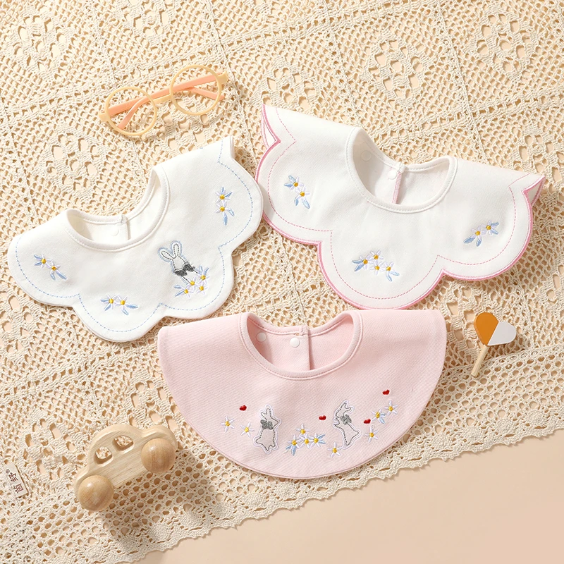 新款婴儿纯棉防水口水巾新生儿防吐奶360度可旋转吸水防吐奶围嘴