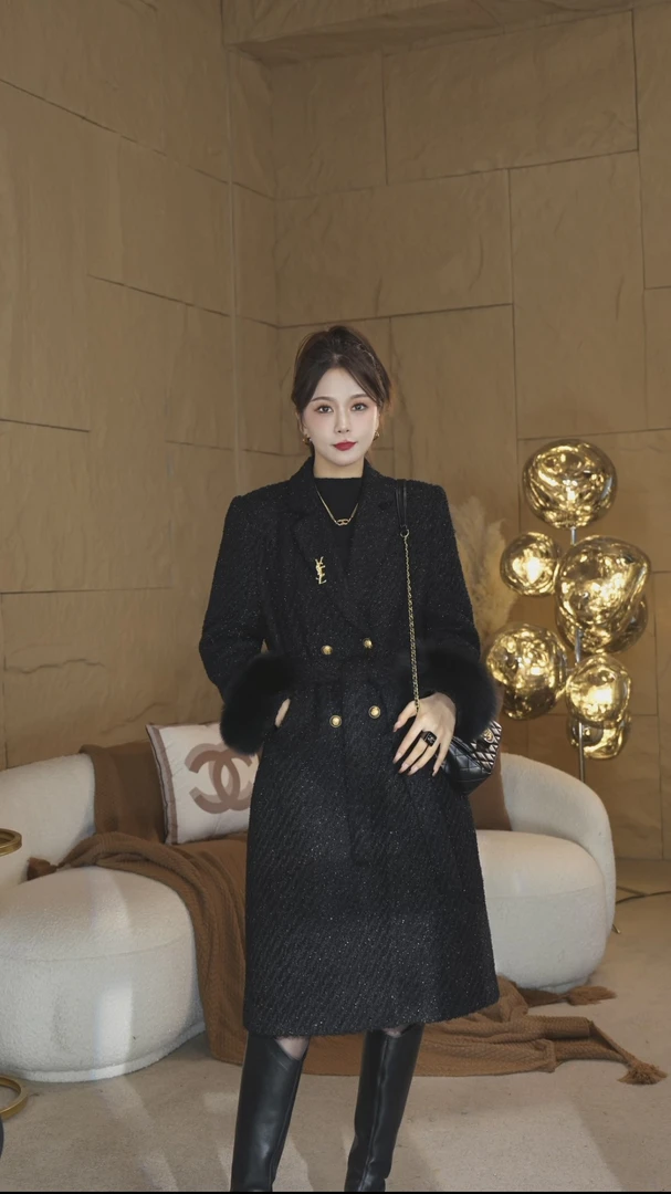 【璀璨星河】2023冬季翻领小香风白鸭绒羽绒服外套