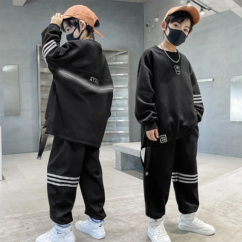 男童卫衣套装春装2024新款春秋季男孩酷帅儿童装男大童街舞运动服